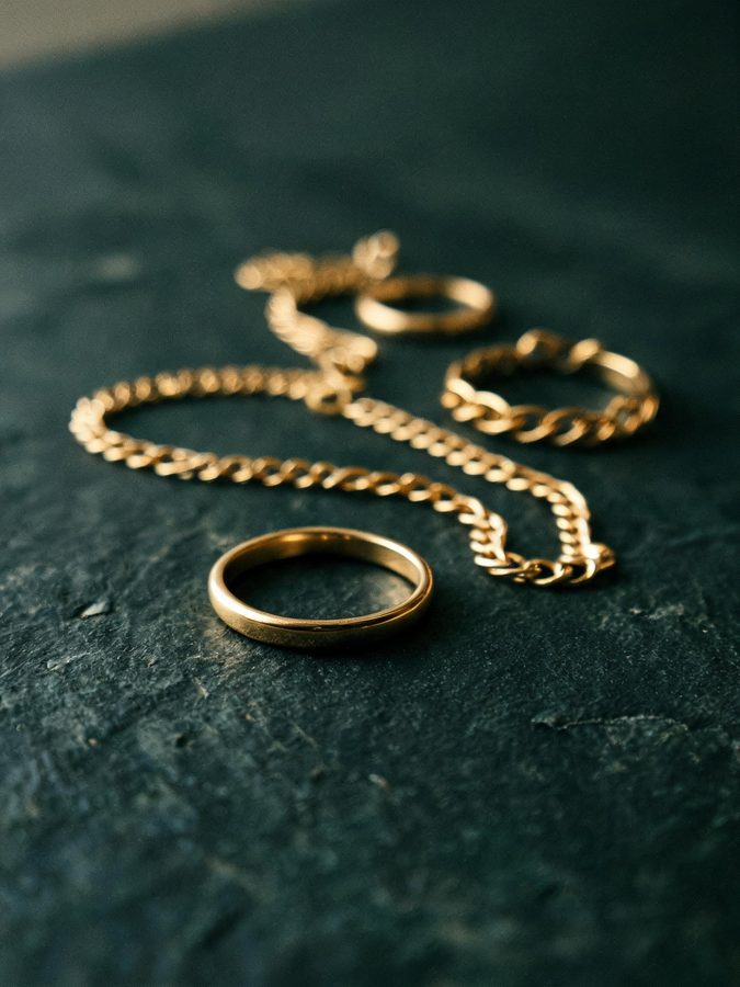 Goldschmuck – Ringe, Kette und Armband